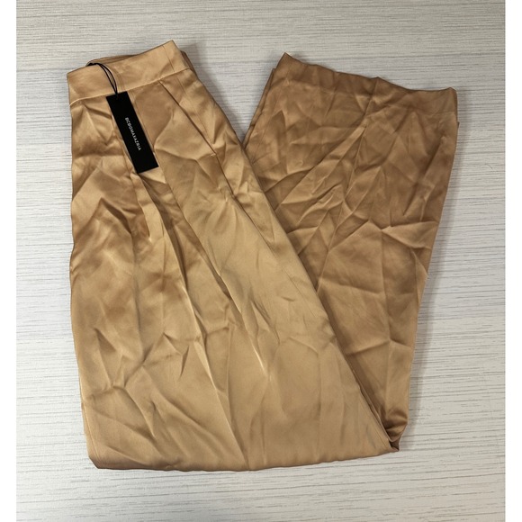 BCBGMaxAzria Pants - BCBGMAXAZRIA Dusty Pink Satin Wide Leg Pleated Trousers Pants 2W07B08 Size 2 NEW